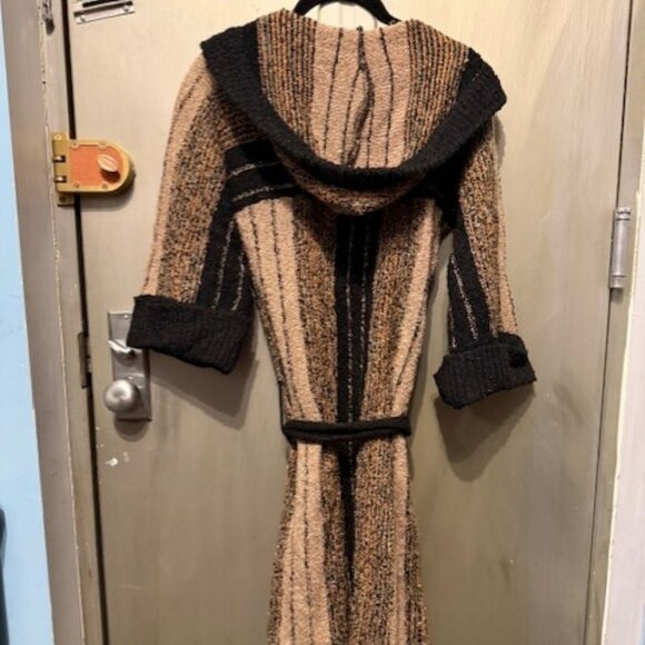 Vintage Boho 1970’s Striped Hooded Duster Cardigan - Picture 9 of 16